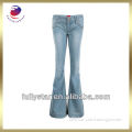 Women's long flared jeans show thin